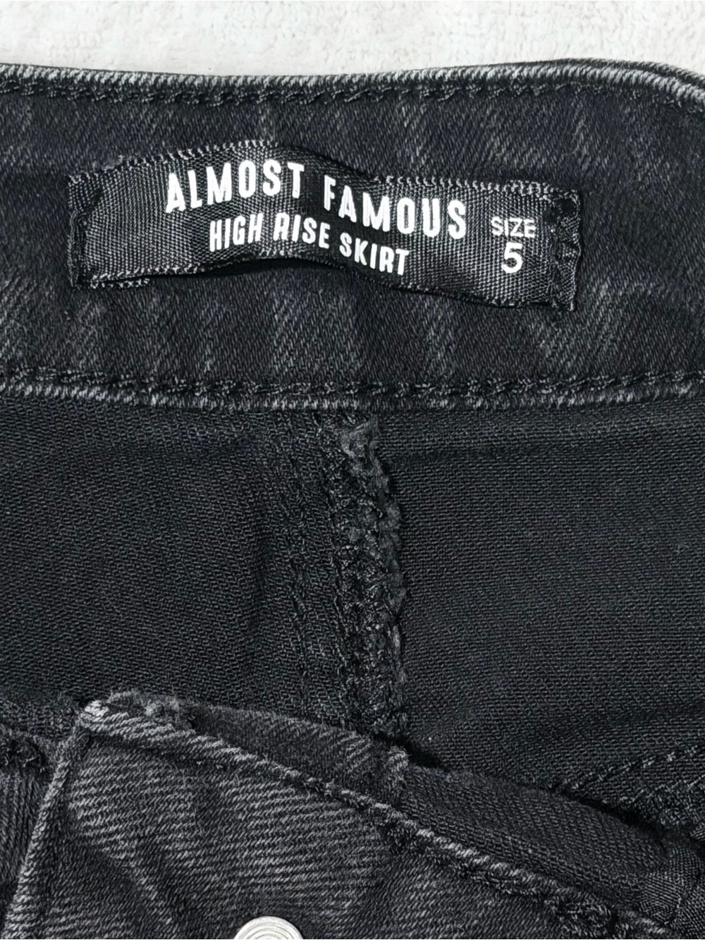 Almost Famous Black Button-Front Denim Mini Skirt - Picture 4 of 10